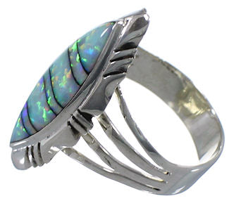 Southwest Opal Inlay Silver Ring Jewelry Size 7-3/4 GS58717